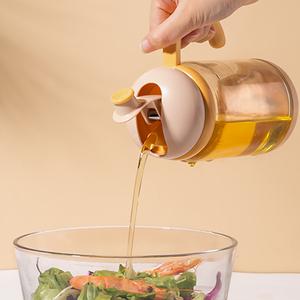 墨色自动开合玻璃油壶厨房家用装酱油醋调料瓶重力防漏不挂油油瓶